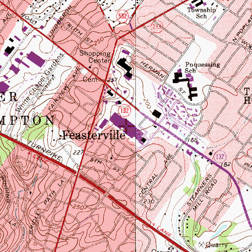 Topographic Map of Bucks County Mall Shopping Center, PA