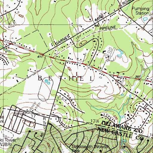 Topographic Map of Clayton Meadows, PA