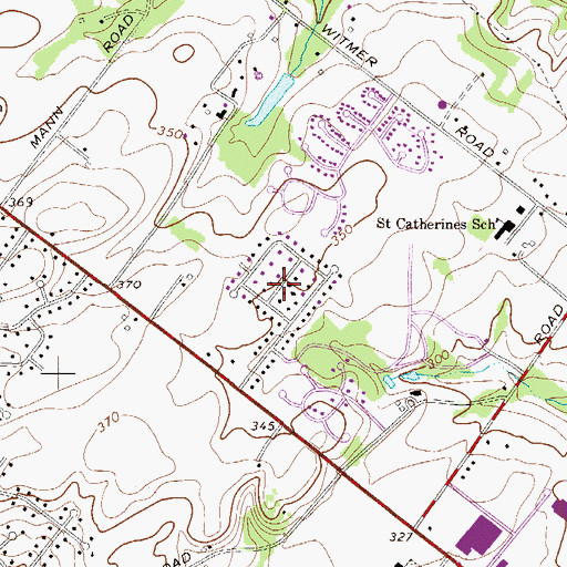 Topographic Map of Cloverly Farms, PA