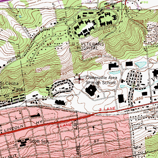 Topographic Map of Coatesville Area Board of Education Building, PA