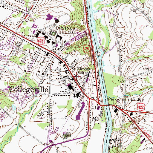 Topographic Map of Collegeville Borough Hall, PA
