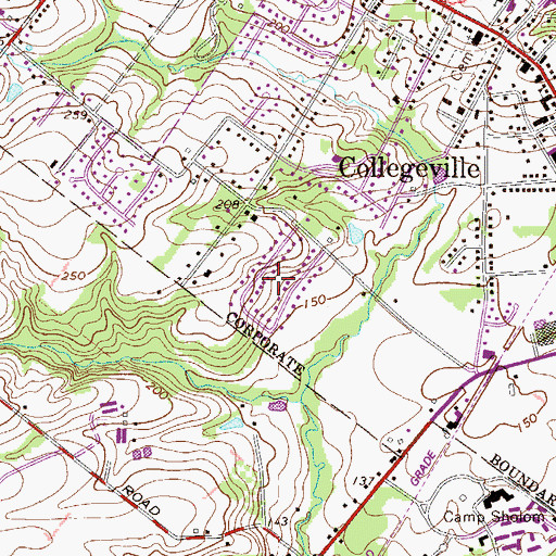 Topographic Map of Collegeville Glen, PA