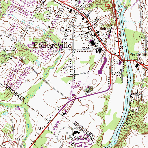 Topographic Map of Collegeville Greene, PA