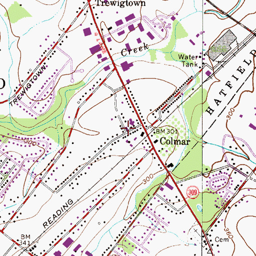 Topographic Map of Colmar Fire Company Station 12, PA