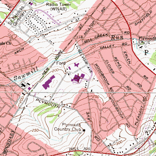 Topographic Map of Colonial Middle School, PA