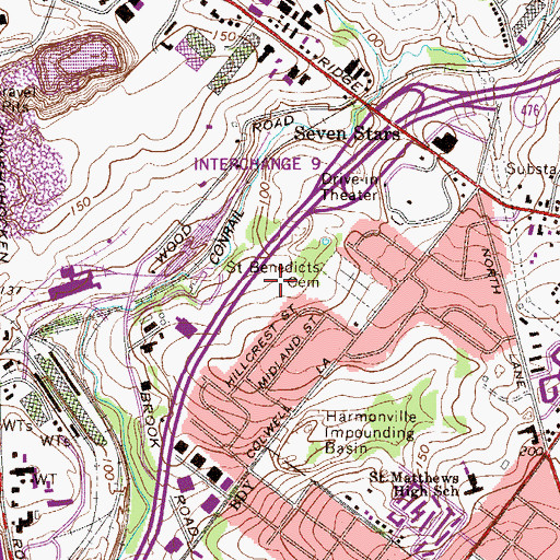 Topographic Map of Colwell Park, PA