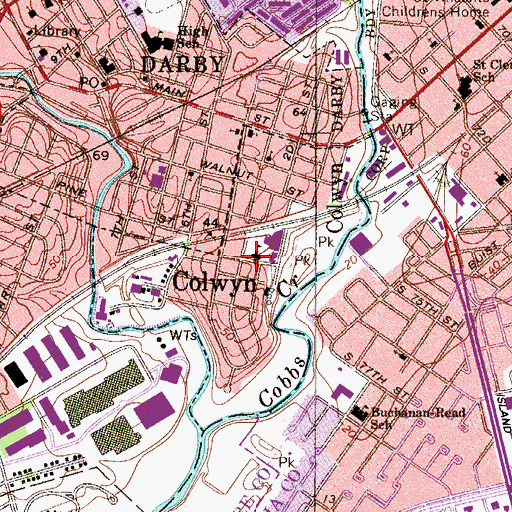 Topographic Map of Colwyn Elementary School, PA