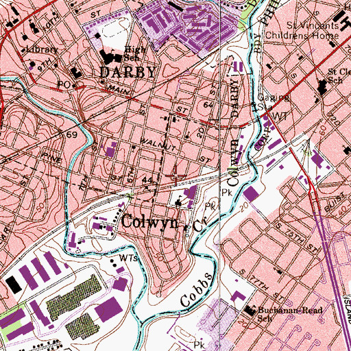 Topographic Map of Colwyn Fire Company 1 Station 10, PA