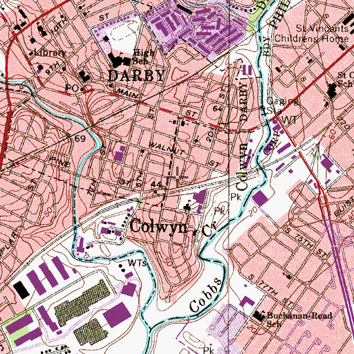 Topographic Map of Colwyn Police Department, PA
