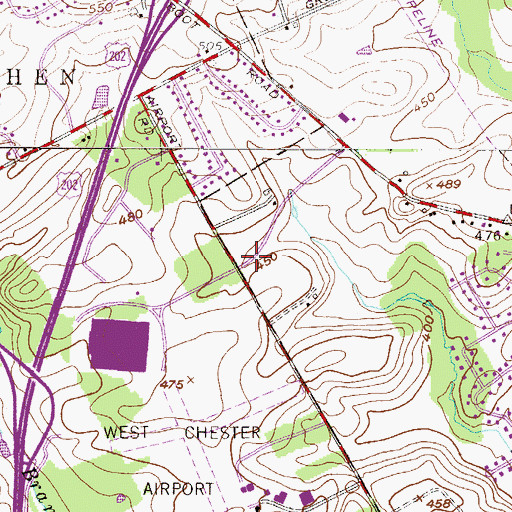 Topographic Map of Commons at Goshen, PA