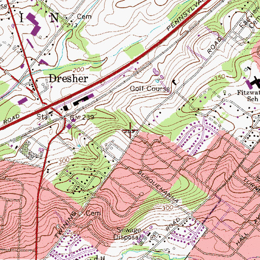 Topographic Map of Burn Brae Park, PA