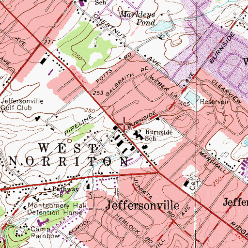 Topographic Map of Burnridge Center Shopping Center, PA