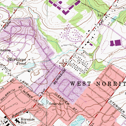 Topographic Map of Burnside Oakland Park, PA