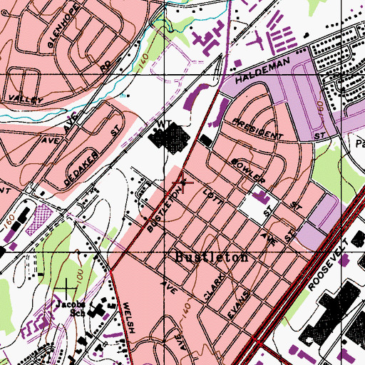 Topographic Map of Bustleton United Methodist, PA