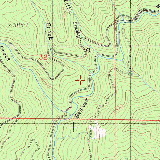 Topographic Map of Smoky Creek, CA
