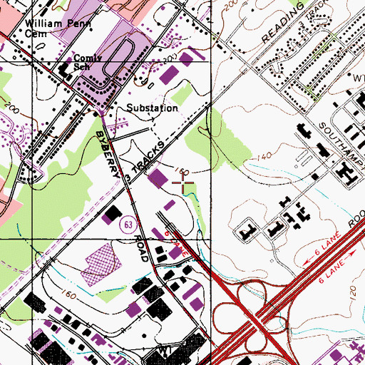 Topographic Map of Byberry Industrial Park, PA
