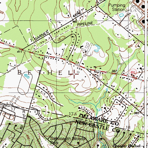 Topographic Map of Calais Woods, PA