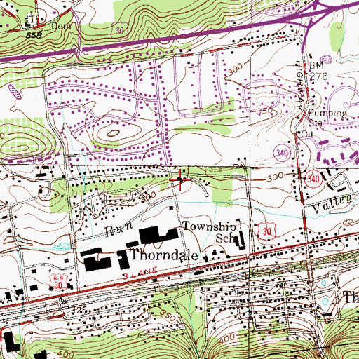 Topographic Map of Caln Township Building, PA
