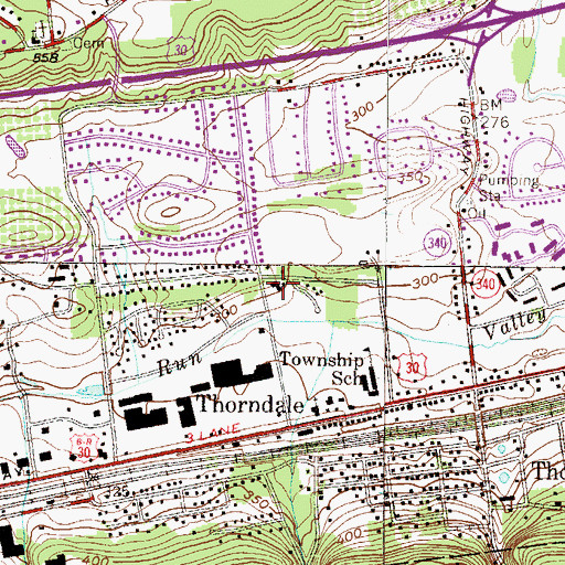 Topographic Map of Caln Township Police Station, PA