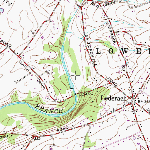Topographic Map of Camp Wawa Park, PA