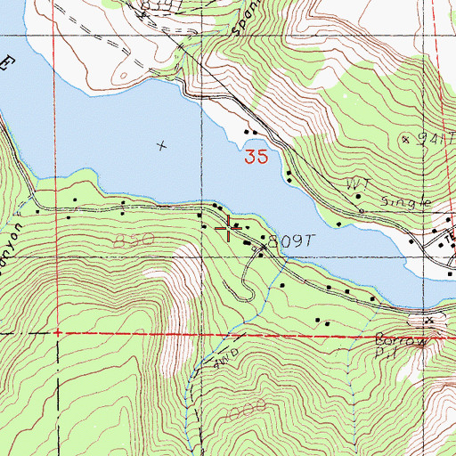 Topographic Map of Snackenbury Creek, CA