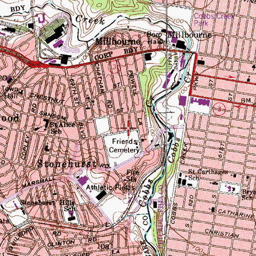 Topographic Map of Cardington-Stonhurst Elementary School, PA
