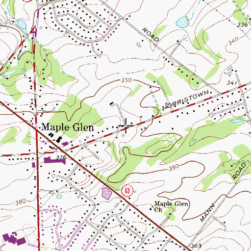 Topographic Map of Carpenters Way, PA