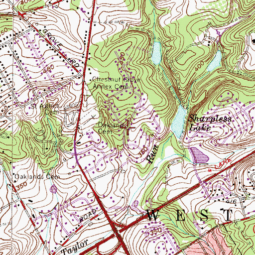 Topographic Map of Caswallen, PA