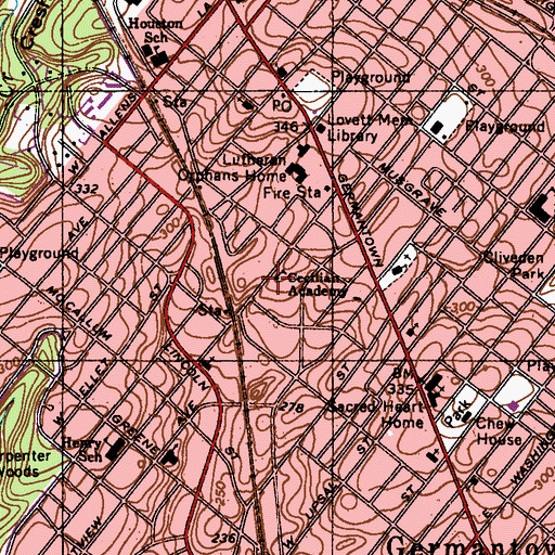 Topographic Map of Cedar Grove Christian Academy, PA
