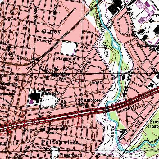 Topographic Map of Cedar Grove Christian School, PA