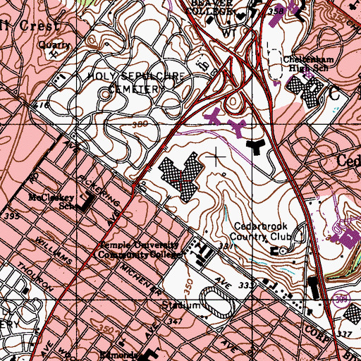 Topographic Map of Cedarbrook Mall Shopping Center, PA