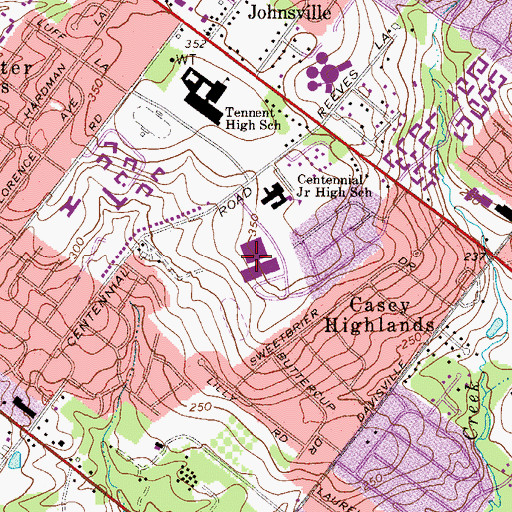 Topographic Map of Centennial School District Administration Building, PA