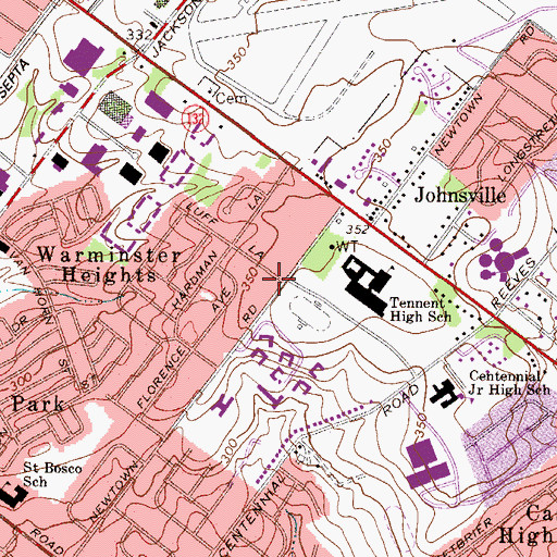 Topographic Map of Centennial Station, PA