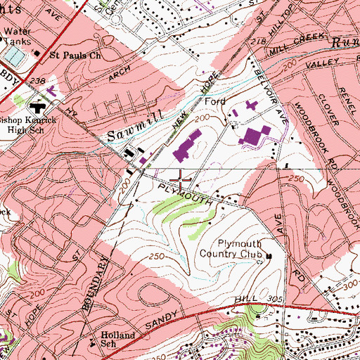 Topographic Map of Center for Technical Studies of Montgomery County, PA