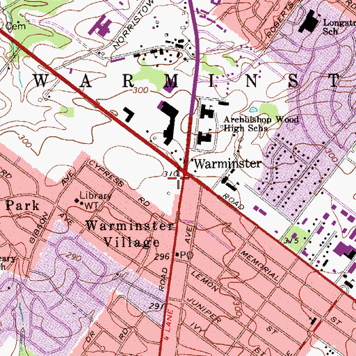Topographic Map of Center Point Center Shopping Center, PA
