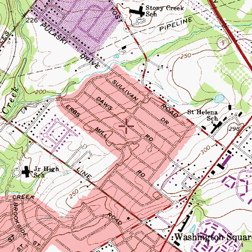 Topographic Map of Center Square Green, PA