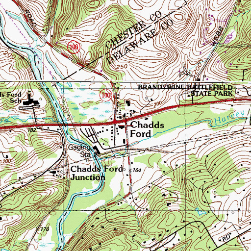 Topographic Map of Chadds Ford Post Office, PA