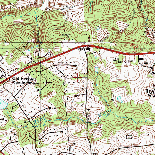 Topographic Map of Chadds Ford West, PA