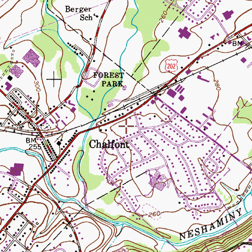 Topographic Map of Chalfont Square Shopping Center, PA