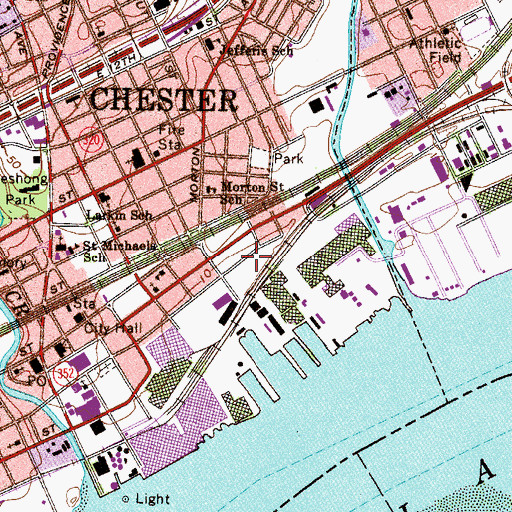 Topographic Map of State Correctional Institution Chester, PA