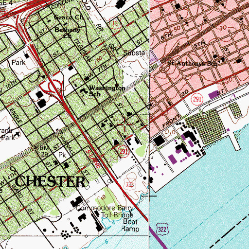 Topographic Map of Chester City Fire Company Station 81, PA