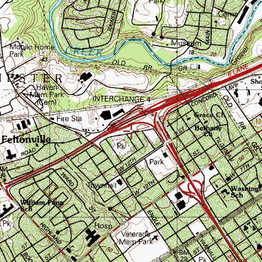 Topographic Map of Chester Township Police Department, PA