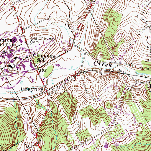 Topographic Map of Cheyney Post Office, PA