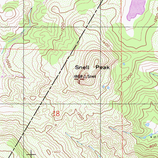 Topographic Map of Snell Peak, CA