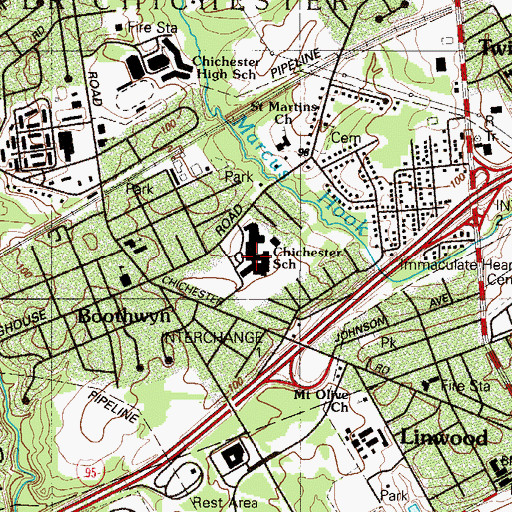Topographic Map of Chinchester Middle School, PA