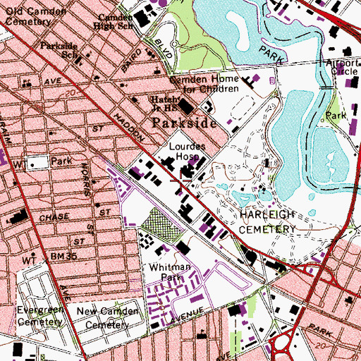 Topographic Map of Lourdes Health System, NJ