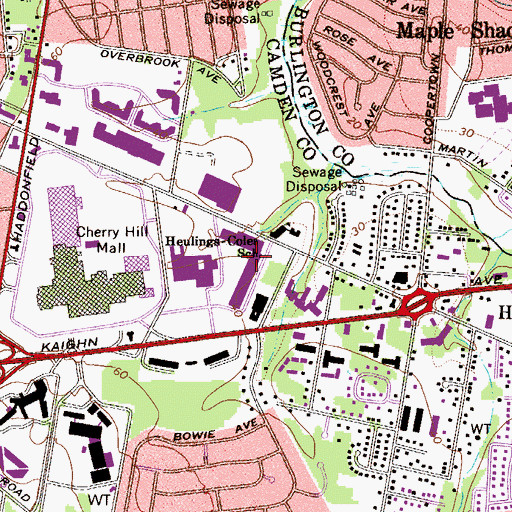 Topographic Map of The Plaza of Cherry Hill Shopping Center, NJ