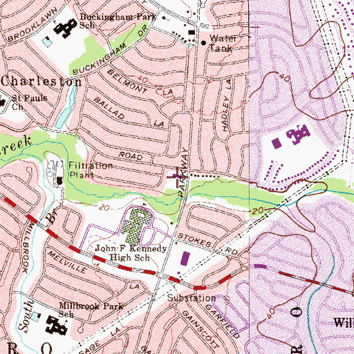 Topographic Map of Willingboro Company 1 Station 161Fire Station, NJ