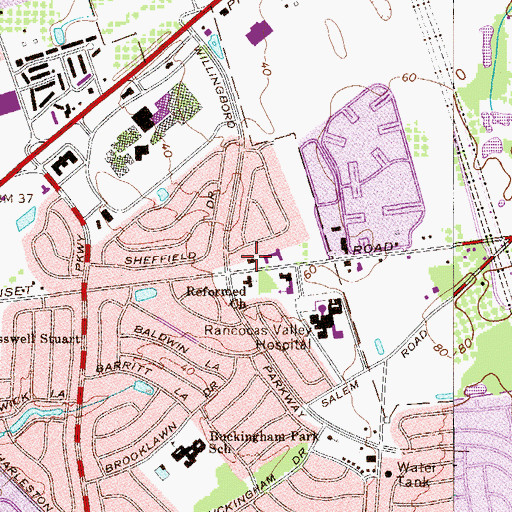 Topographic Map of Willingboro Fire Department Station 162, NJ