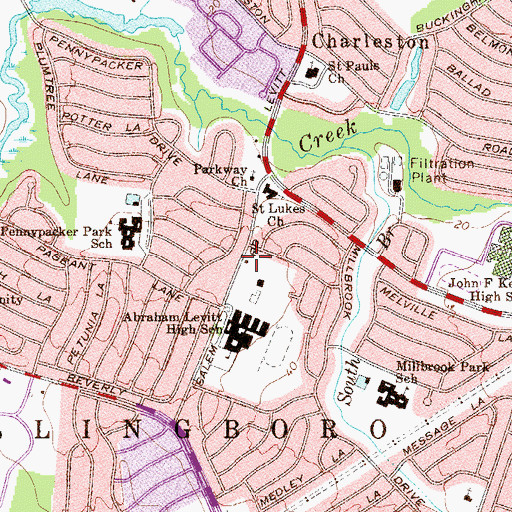 Topographic Map of Willingboro Post Office, NJ